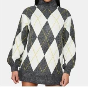 Pringle Of Scotland x H&M Argyle Turtleneck Sweater Size Medium .
